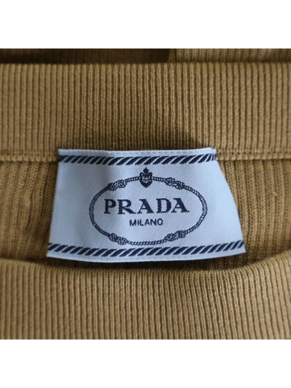 Prada Triangle Logo Silk Knit Long Skirt 40 Brown